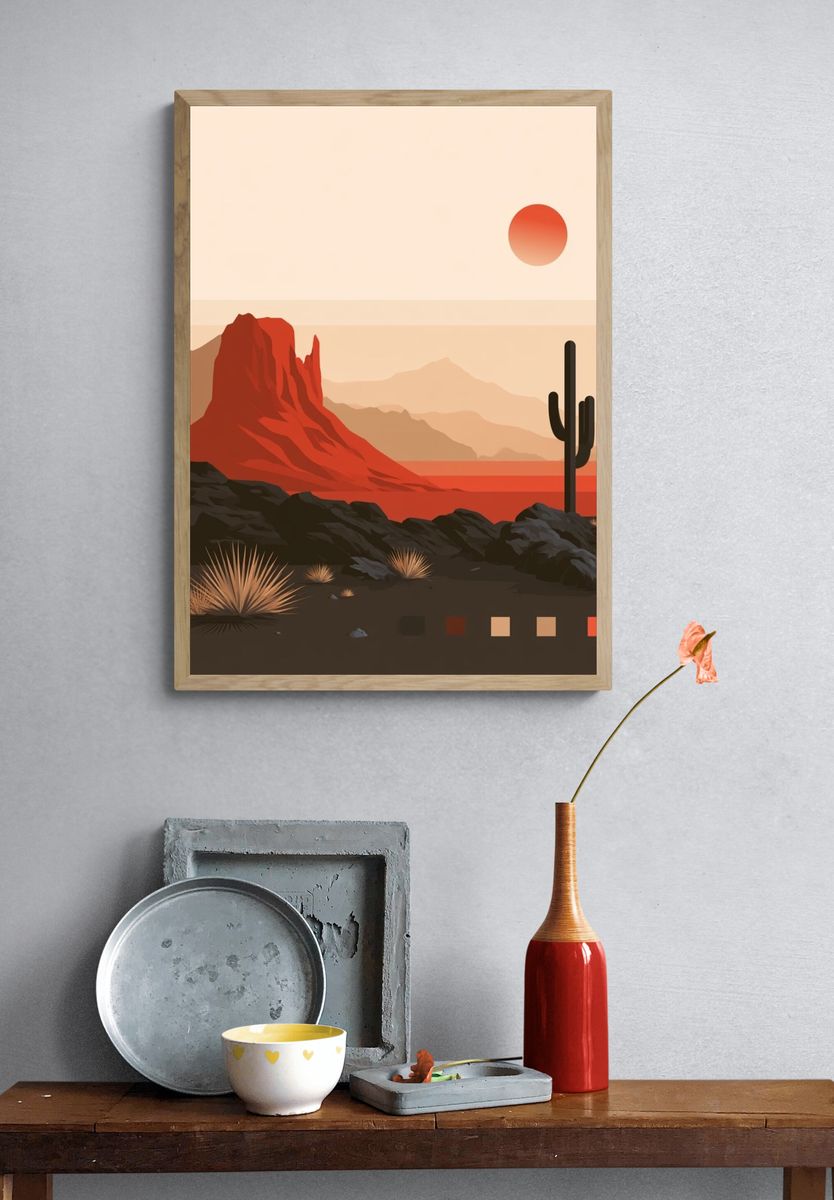 Desert Mesa Sunset Print. — room view 3