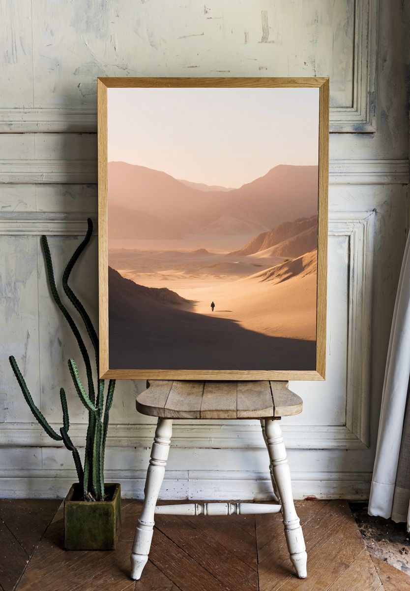 Desert Solitude Sunset Print room preview