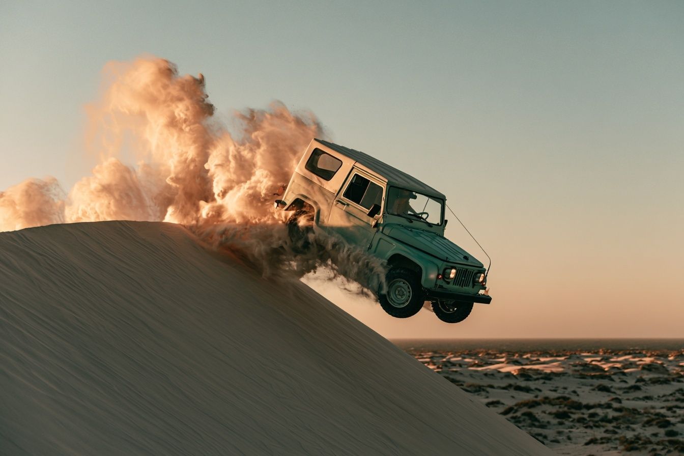 Desert Dune Jump Photography Poster. poster detail