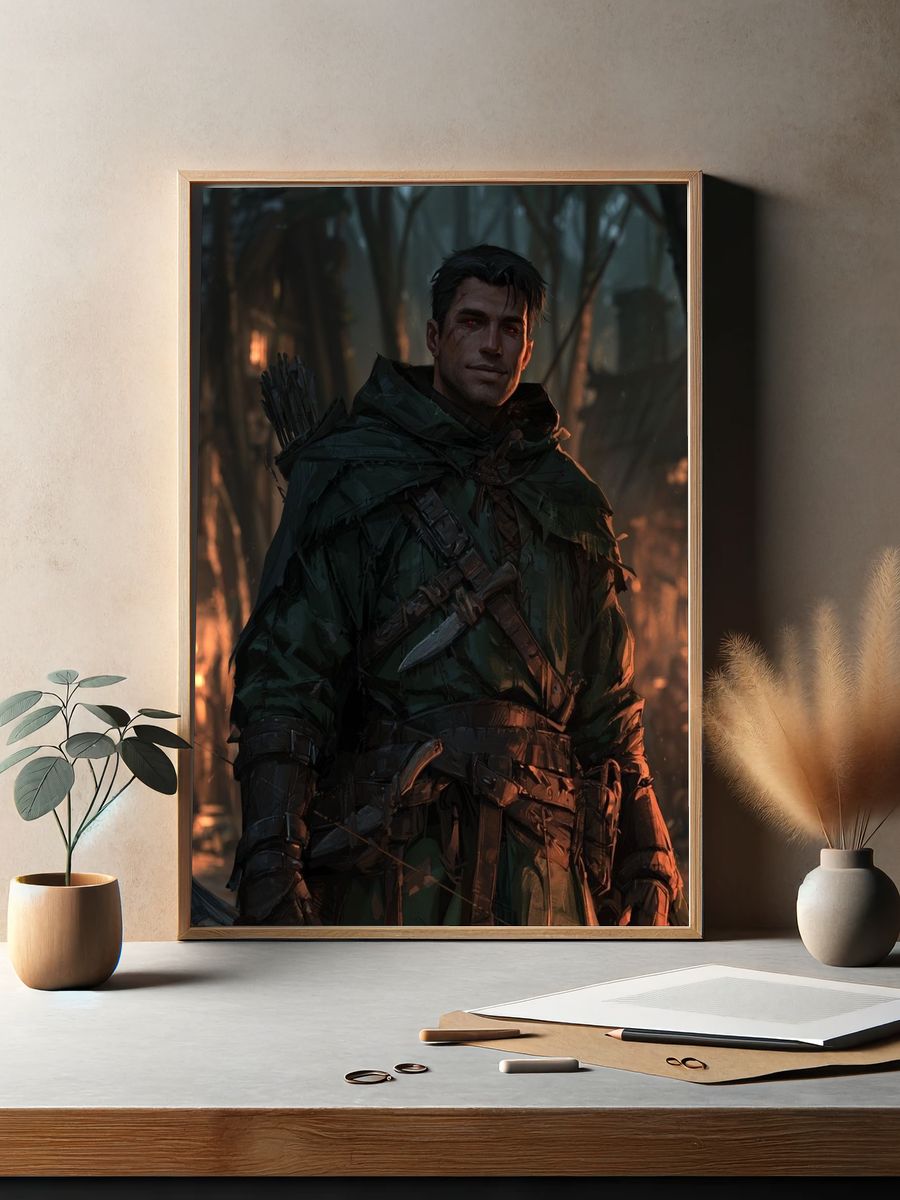 Dark Forest Archer Fantasy Print. — room view 2