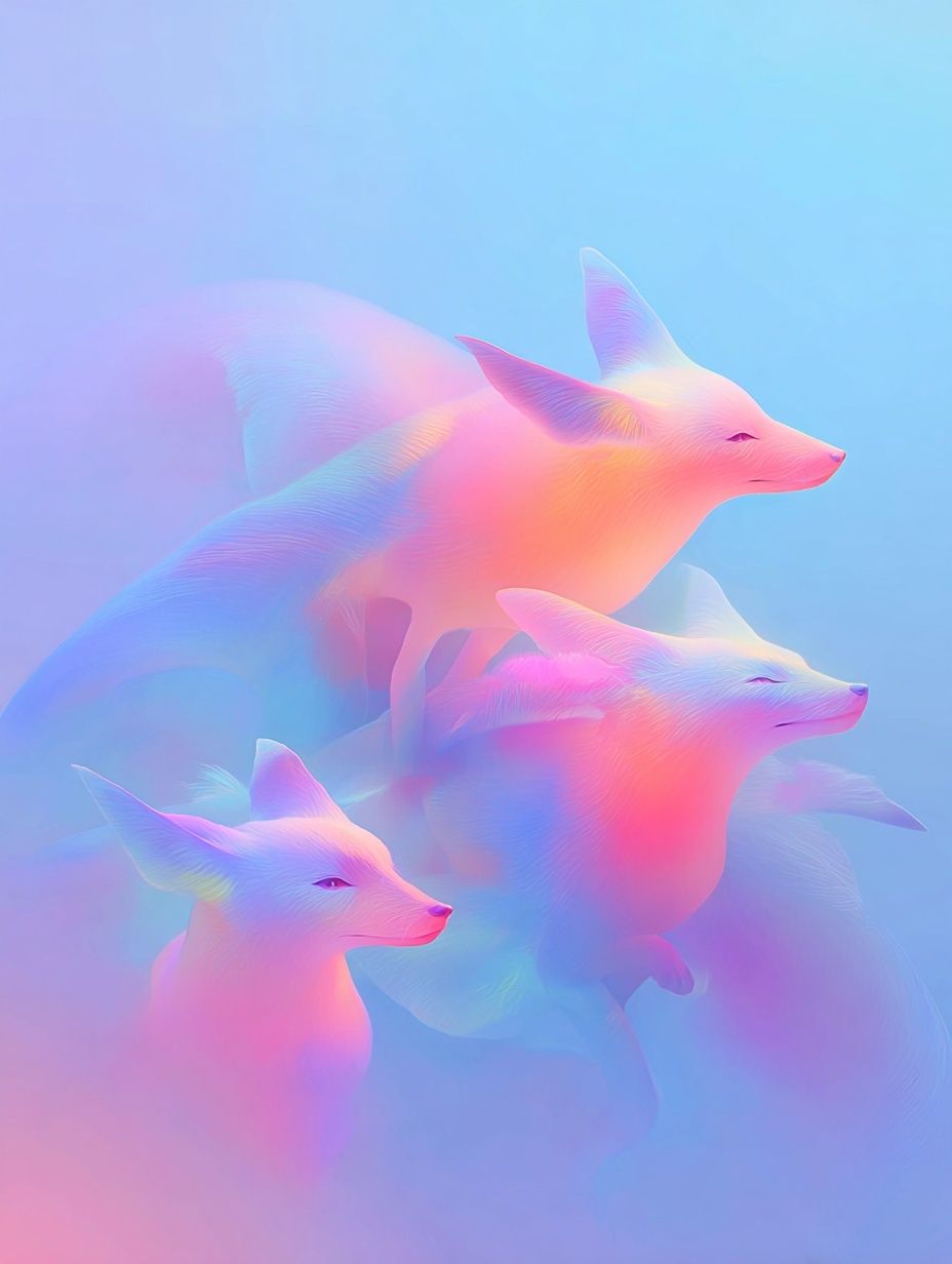 Dreamy Foxes — Digital Art Print. poster detail