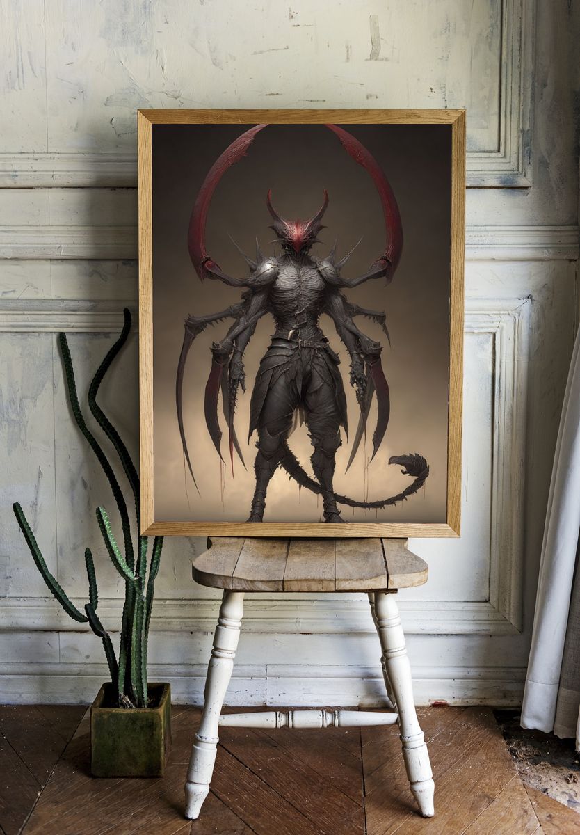 Demonic Sentinel Fantasy Print. room preview