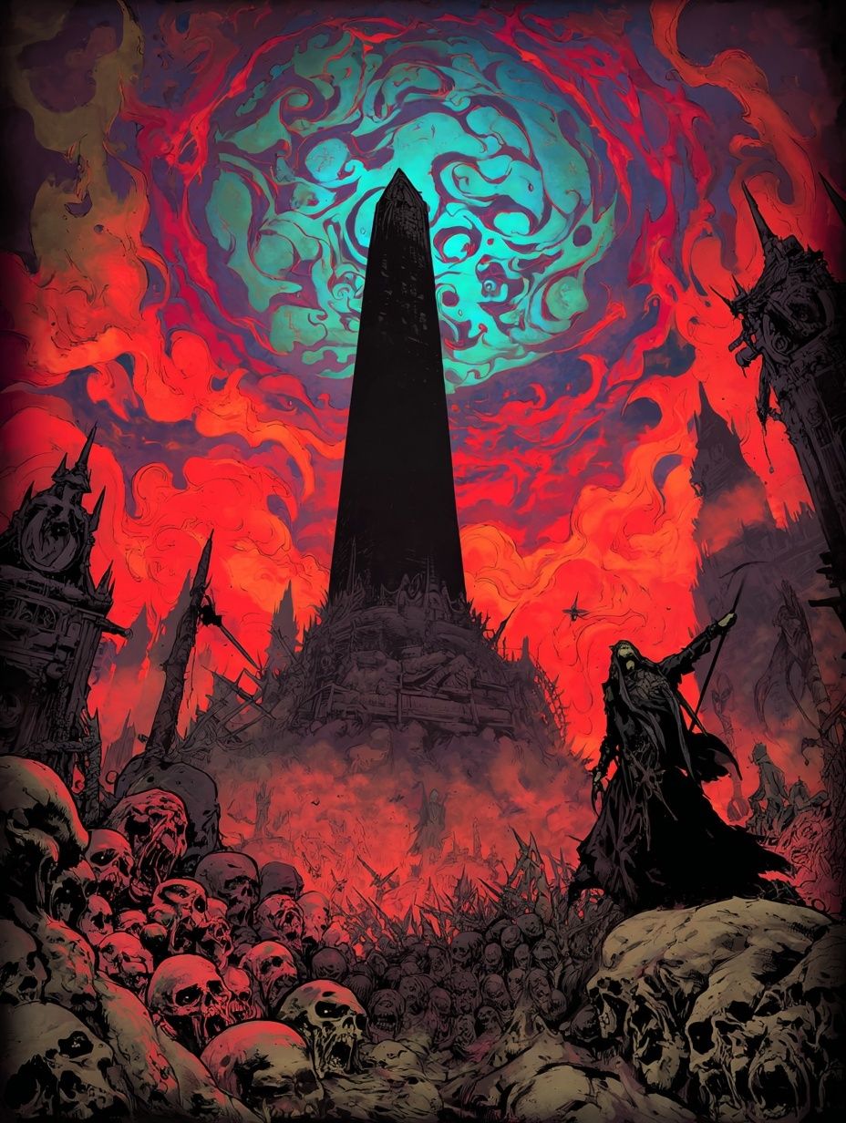 Dark Fantasy Obelisk Illustration Poster. poster detail