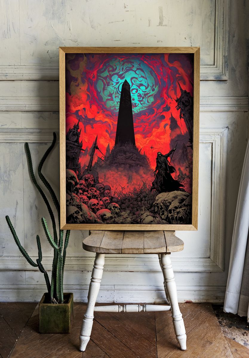 Dark Fantasy Obelisk Illustration Poster. room preview