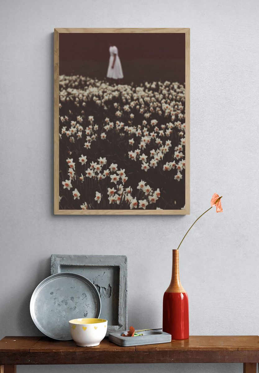 Daffodil Field with Figure — Photography Print. — room view 3