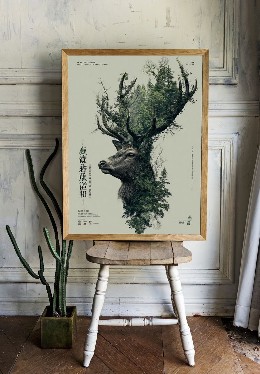 Deer Forest — Fine Art Print. — room view 1