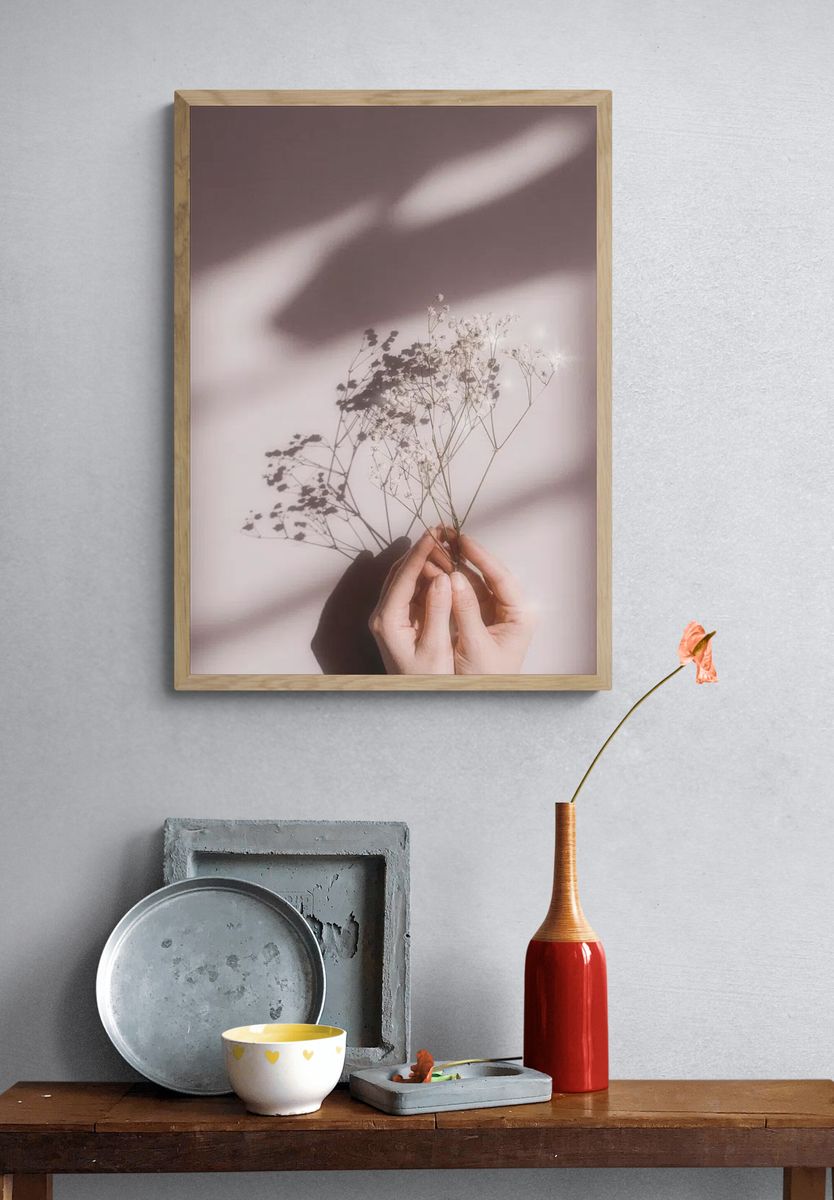 Delicate Flower Shadows — Photography Print. — room view 3