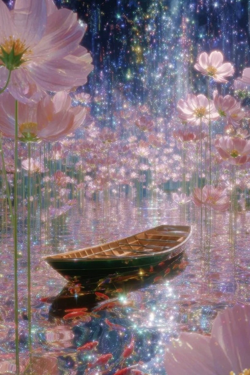 Dreamy Floral Reflection — Illustration Print. poster — illustration art