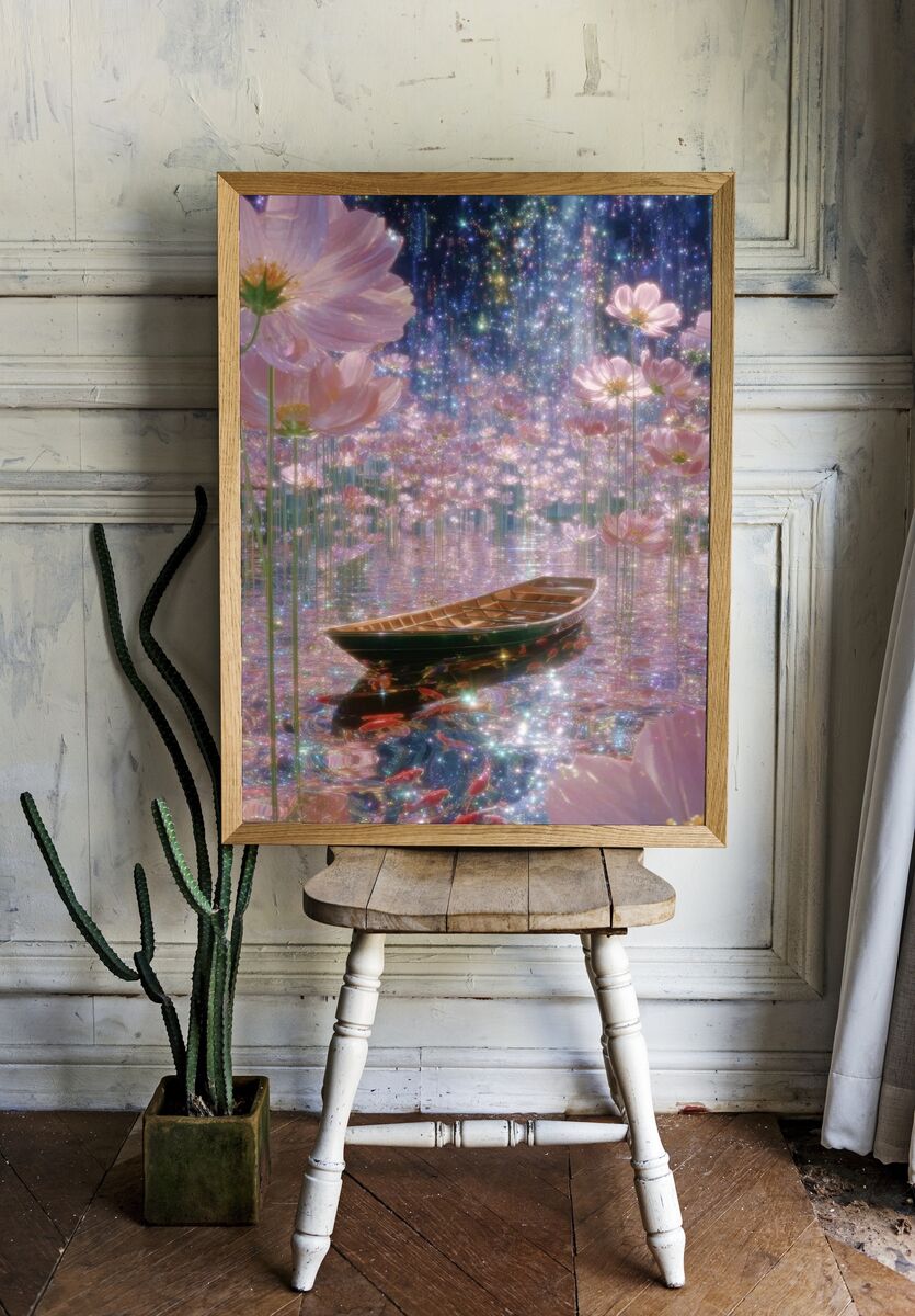 Dreamy Floral Reflection — Illustration Print. — room view 1