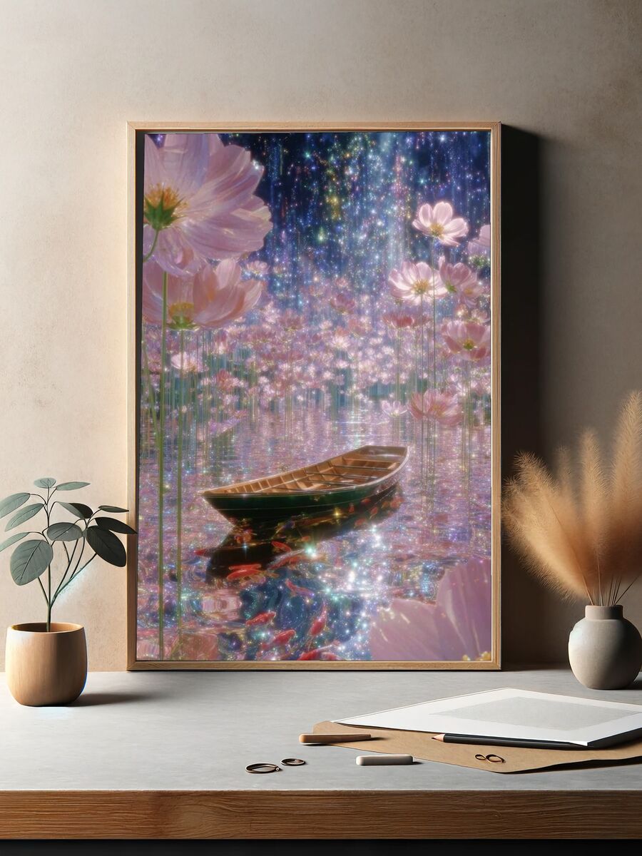 Dreamy Floral Reflection — Illustration Print. — room view 2
