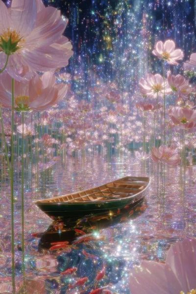 Dreamy Floral Reflection — Illustration Print. poster