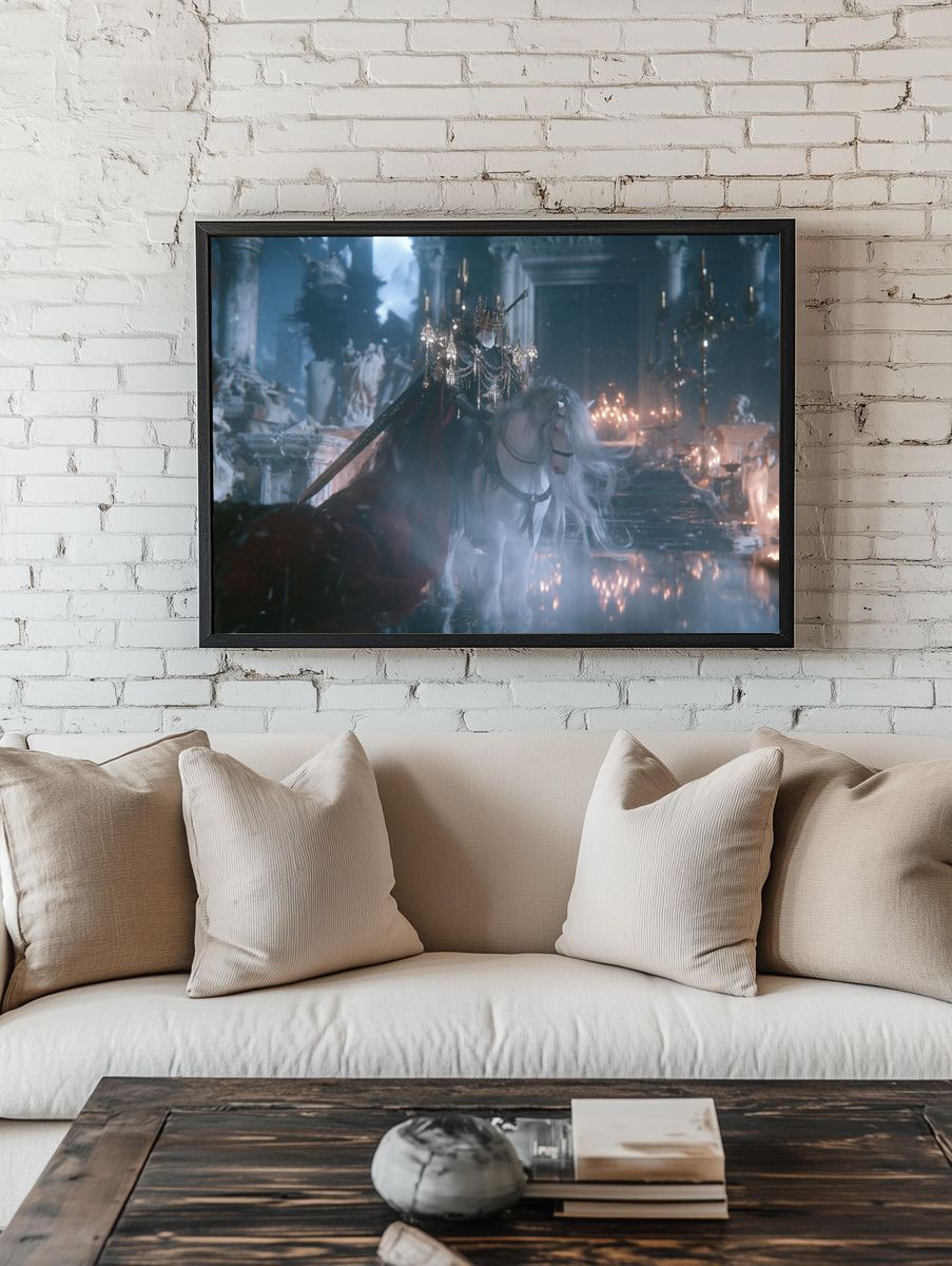 Dark Fantasy White Horse Poster. — room view 1