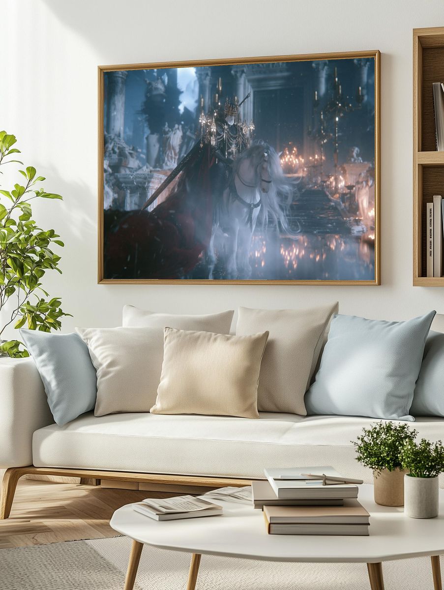 Dark Fantasy White Horse Poster. — room view 2