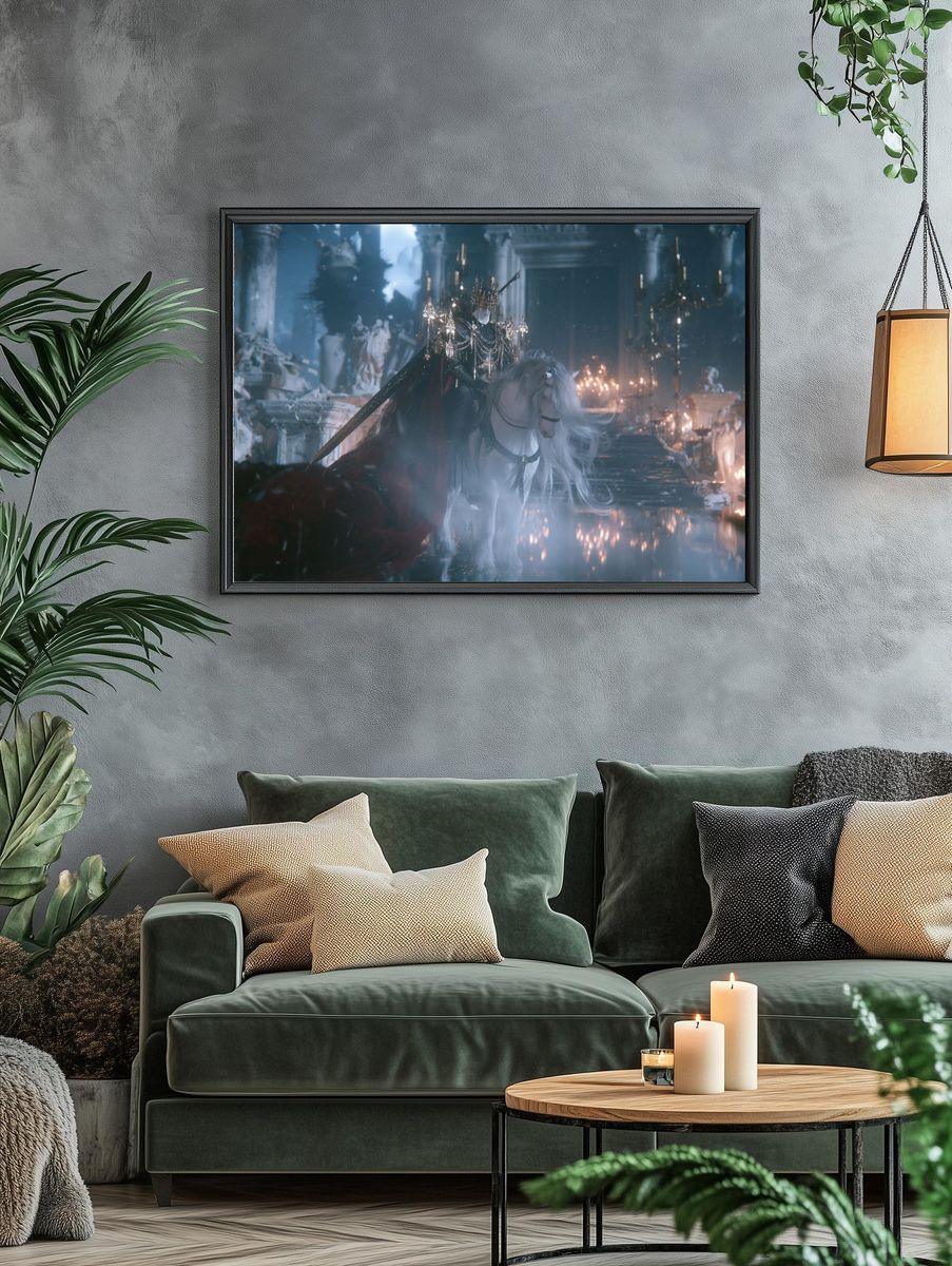 Dark Fantasy White Horse Poster. — room view 4