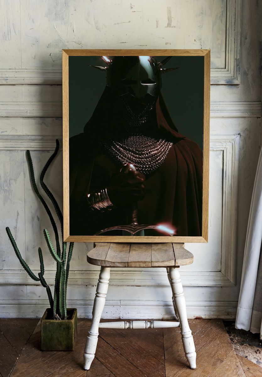 Dark Knight Fantasy Illustration Poster. room preview