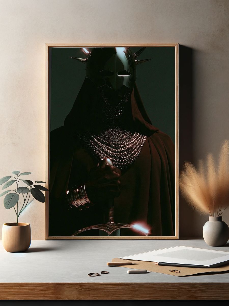 Dark Knight Fantasy Illustration Poster. — room view 2