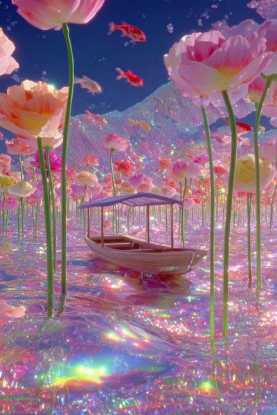 Dreamy Floral Landscape Poster