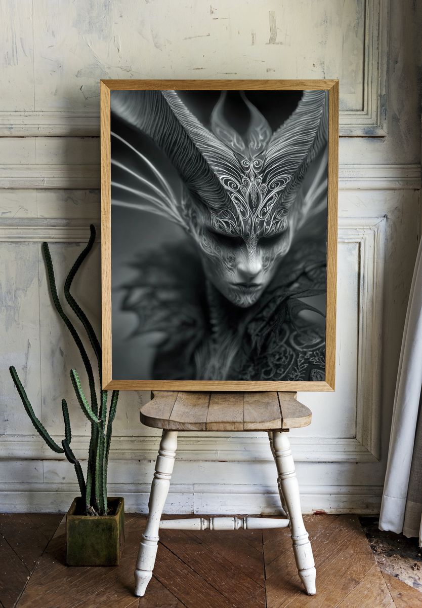 Dark Fantasy Mask Portrait Print room preview