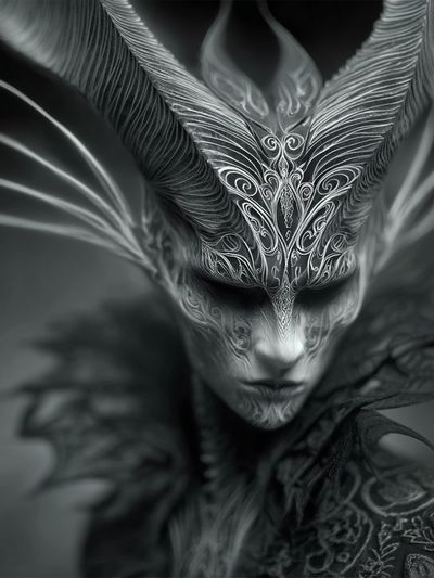 Dark Fantasy Mask Portrait Print. poster