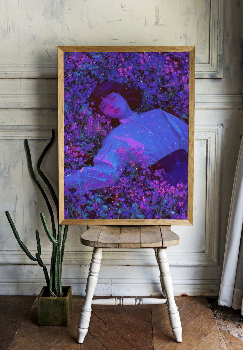 Dreamy Floral Portrait Poster room preview