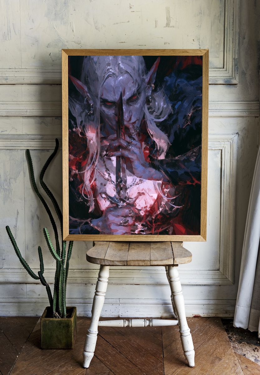 Dark Elf Portrait Fine-Art Poster. — room view 1