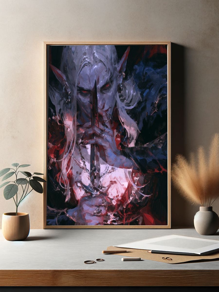 Dark Elf Portrait Fine-Art Poster. — room view 2