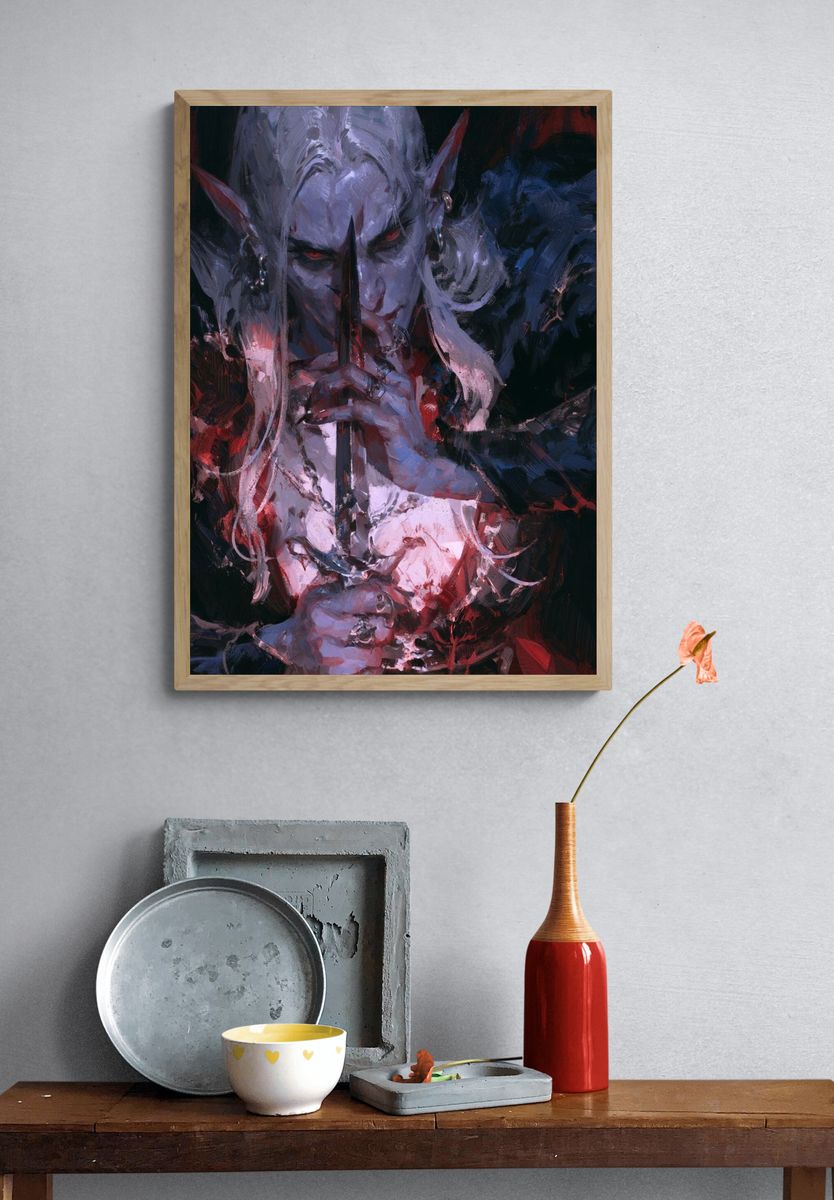 Dark Elf Portrait Fine-Art Poster. — room view 3