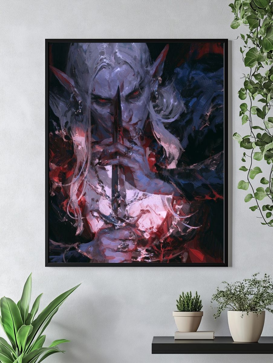Dark Elf Portrait Fine-Art Poster. — room view 4