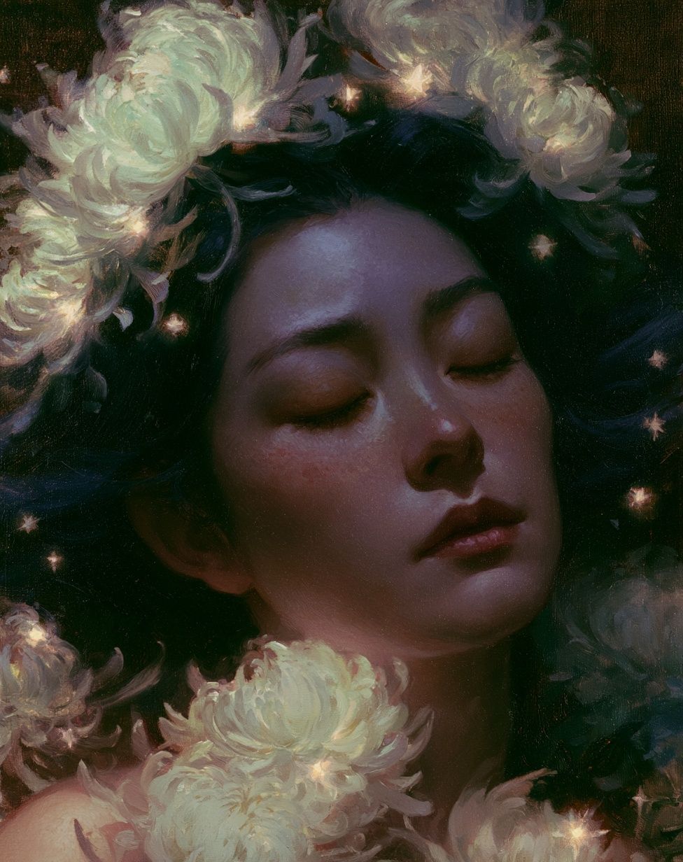 Dreaming Floral Portrait Print. poster detail
