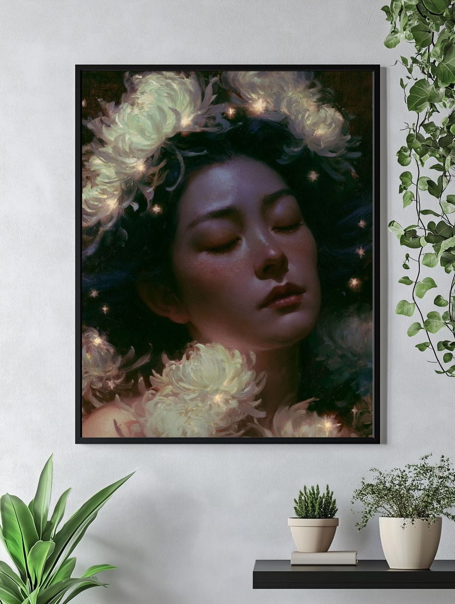 Dreaming Floral Portrait Print. — room view 4