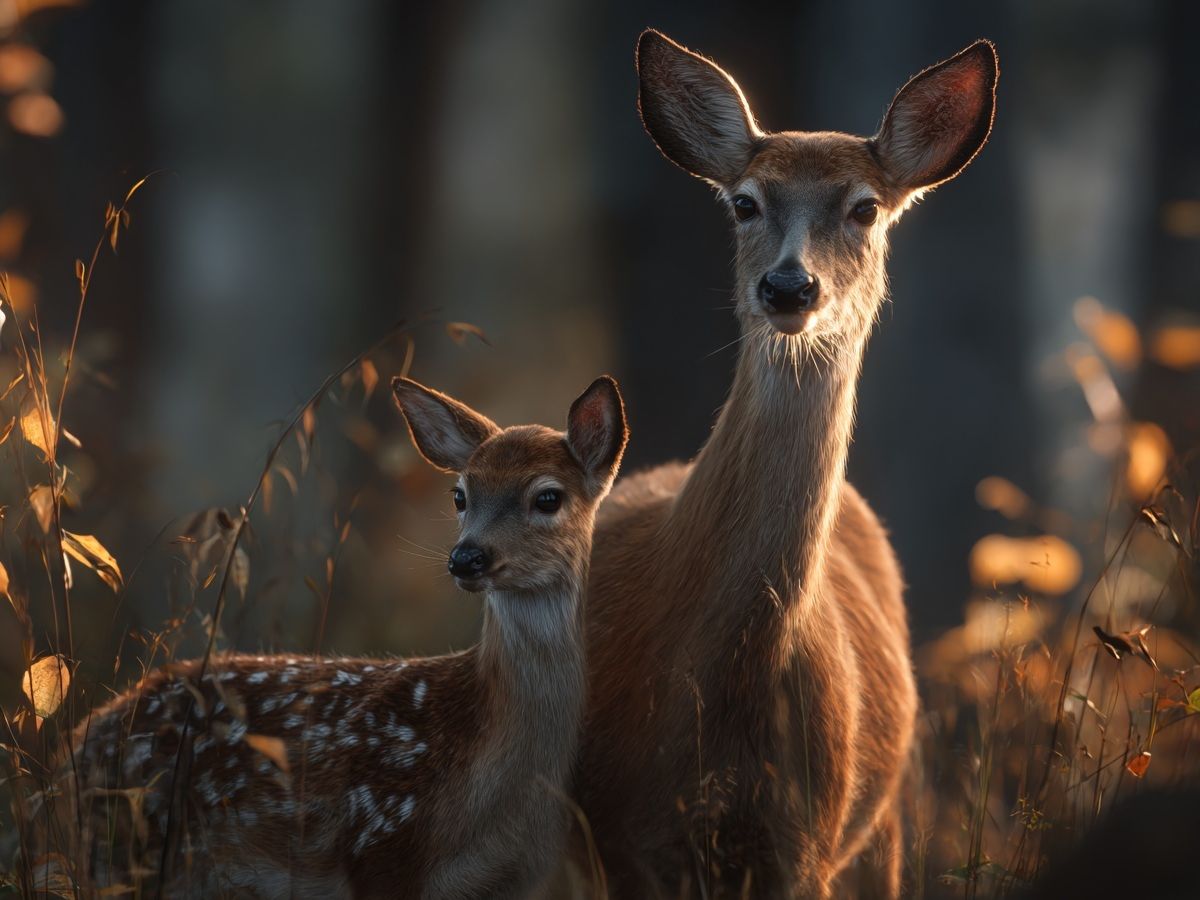 Deer Family in Autumn Forest — Nature Print. poster detail