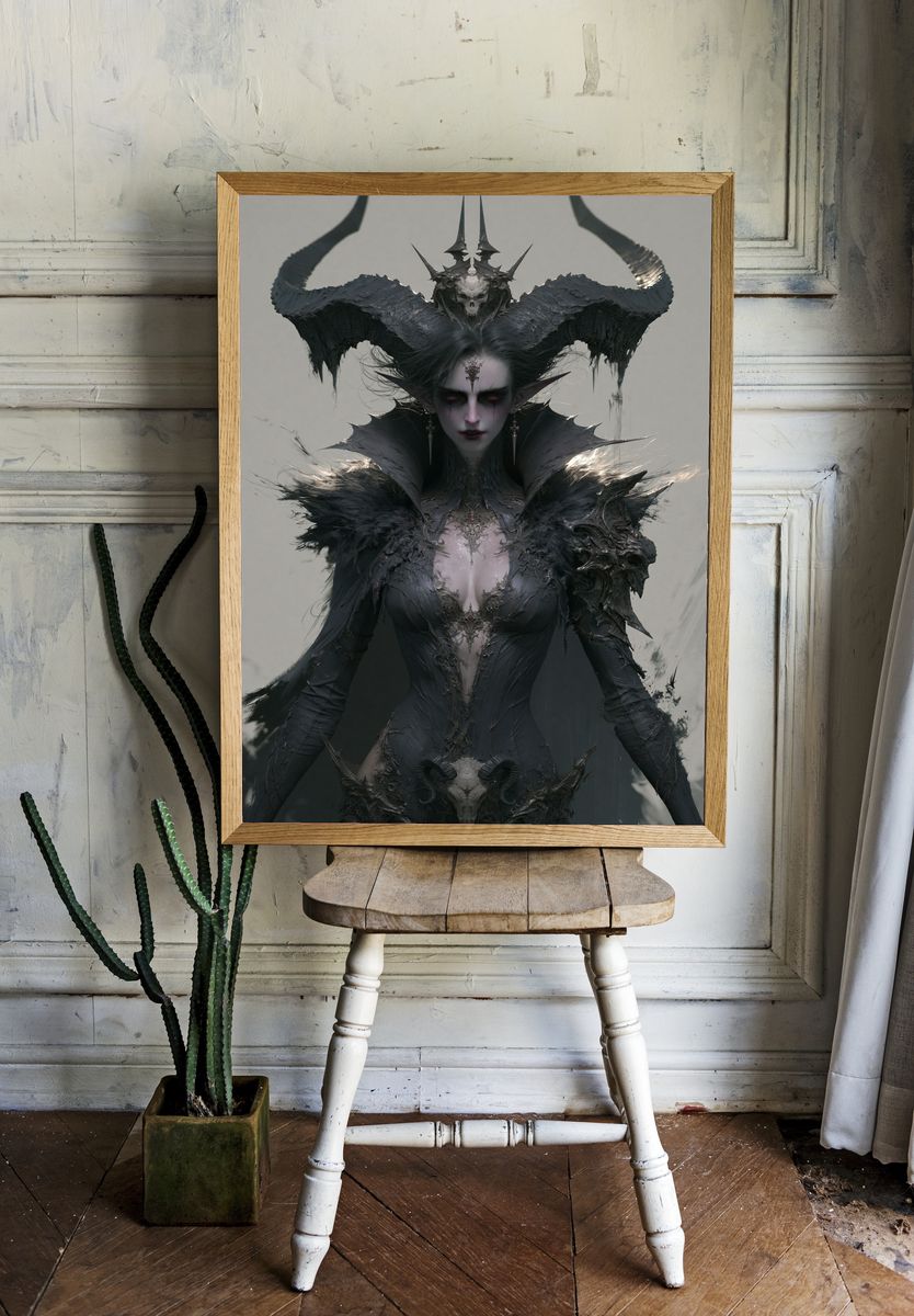 Dark Demon Queen Fantasy Print. room preview