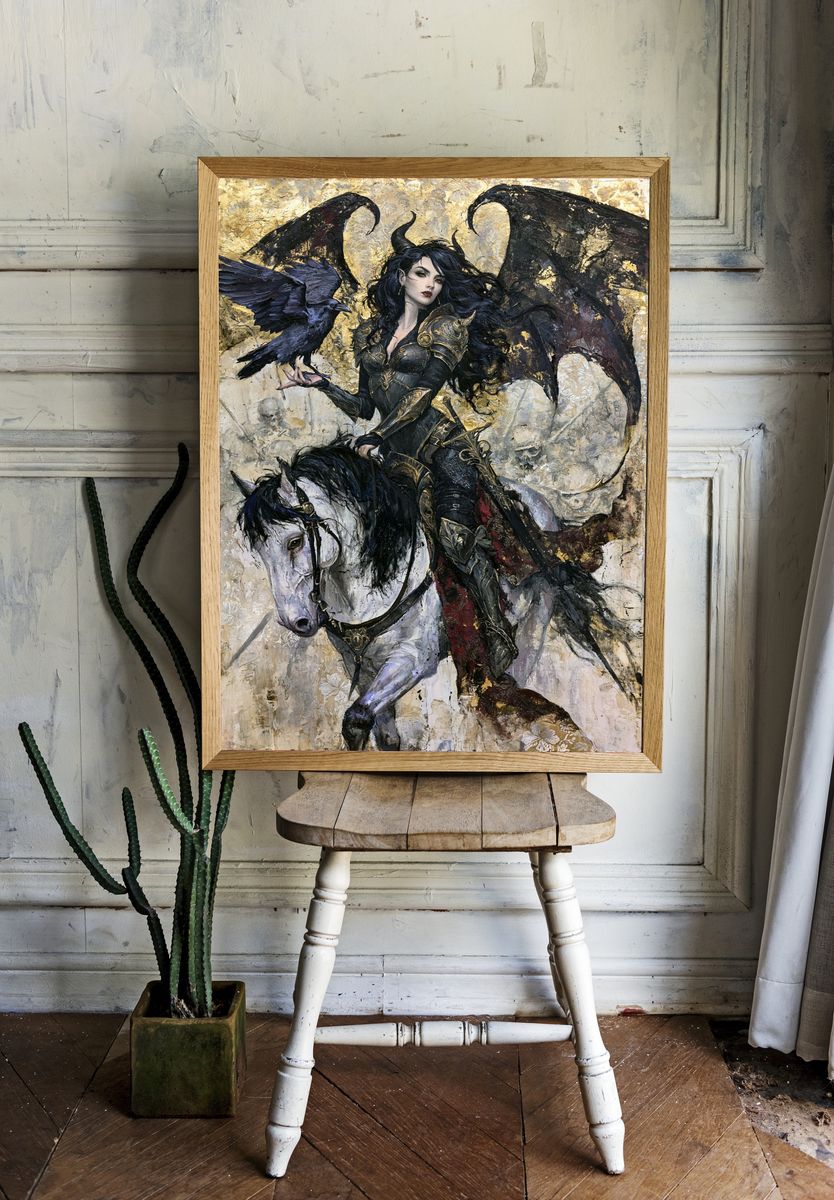 Dark Fantasy Rider Illustration Poster. — room view 1
