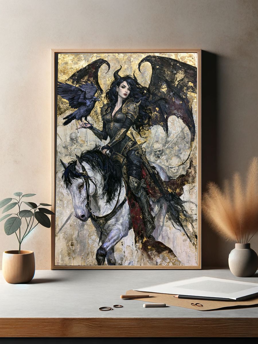 Dark Fantasy Rider Illustration Poster. — room view 2
