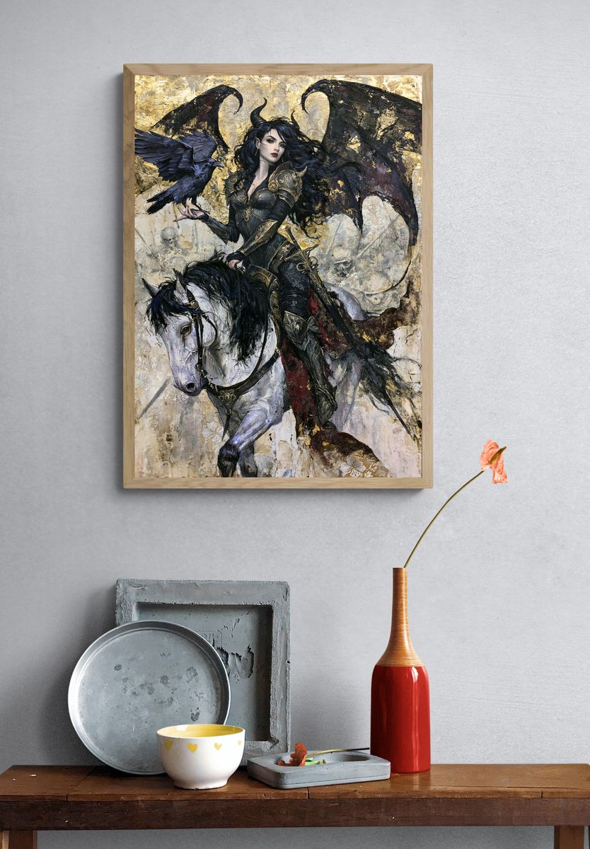 Dark Fantasy Rider Illustration Poster. — room view 3