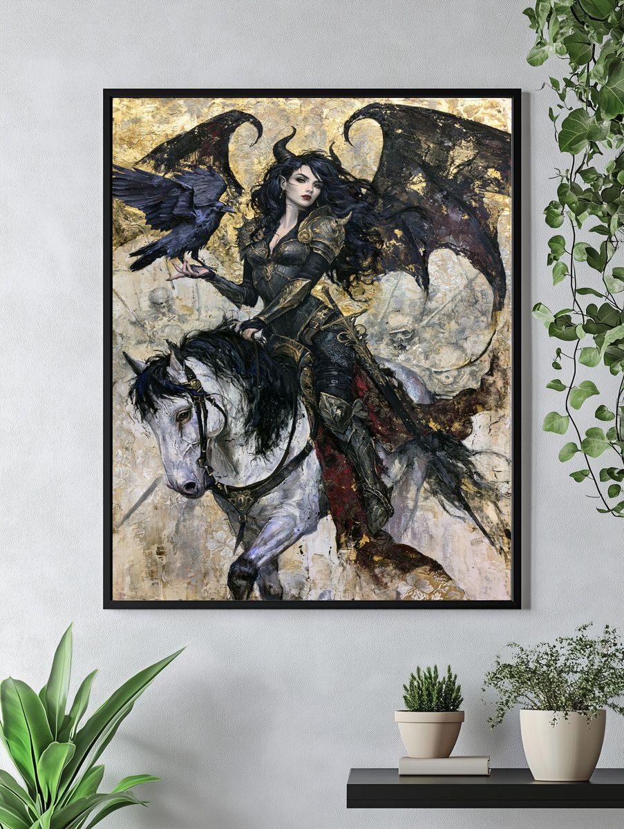 Dark Fantasy Rider Illustration Poster. — room view 4