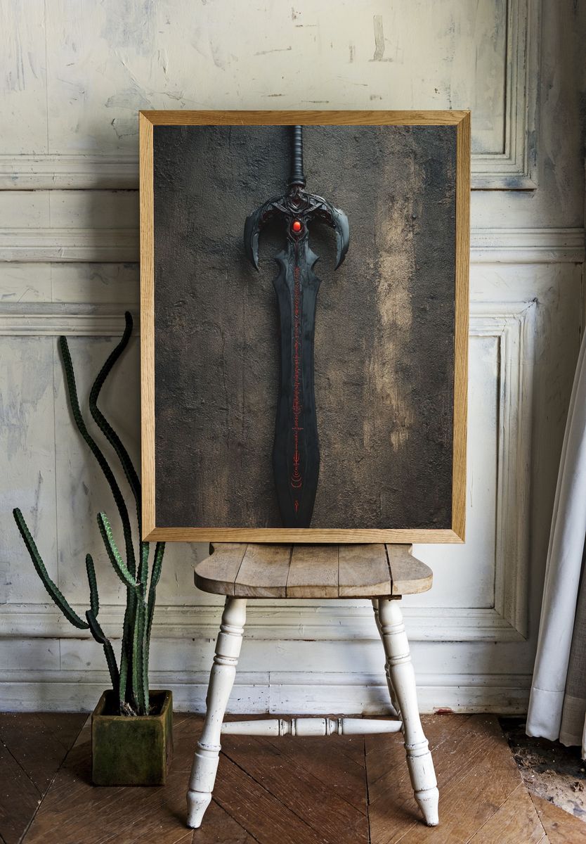 Dark Fantasy Sword Illustration Poster. — room view 1