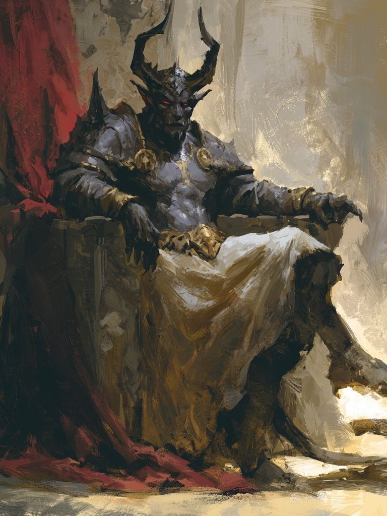 Horned Dark Fantasy Throne Print. poster — fine-art art