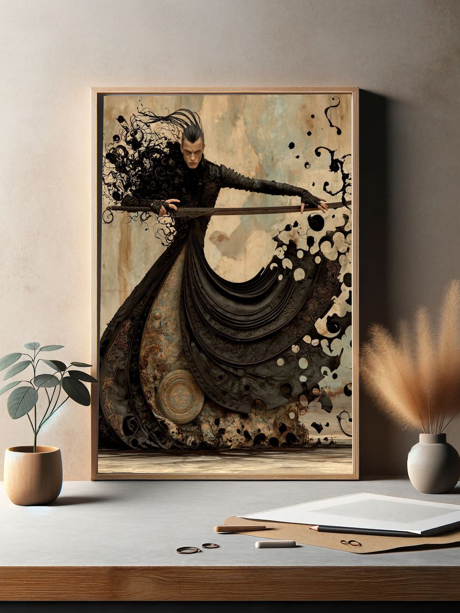 Dark Fantasy Warrior Print. — room view 2