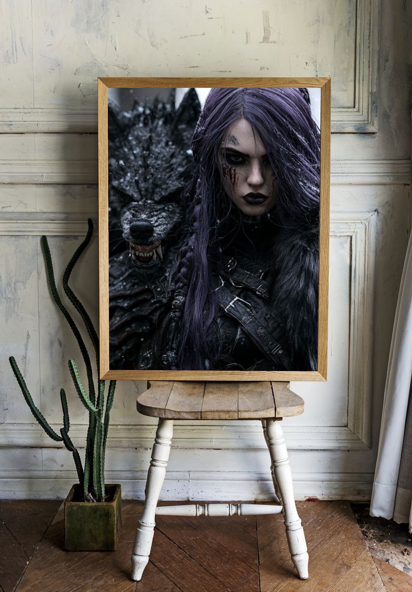 Dark Fantasy Wolf Warrior Poster. — room view 1
