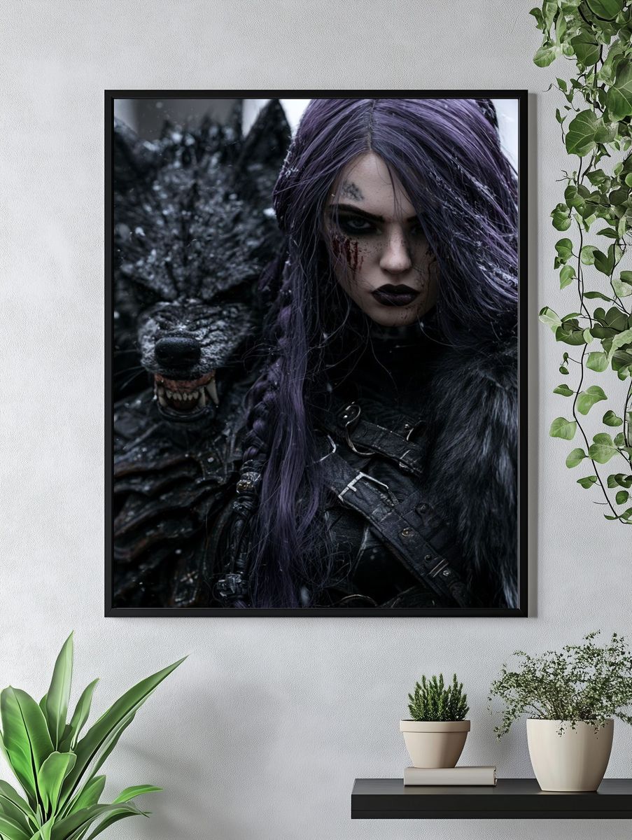 Dark Fantasy Wolf Warrior Poster. — room view 4