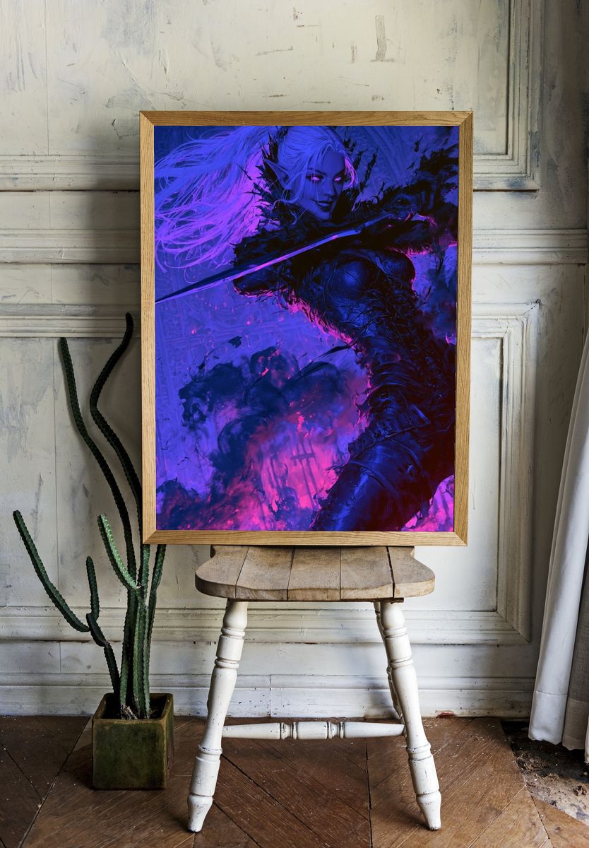 Dark Fantasy Warrior Print. room preview