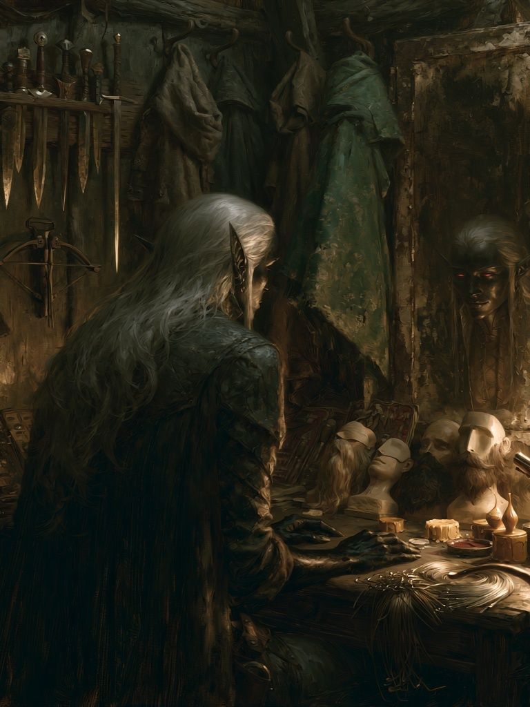 Dark Elf Workshop Fantasy Print. poster — illustration art