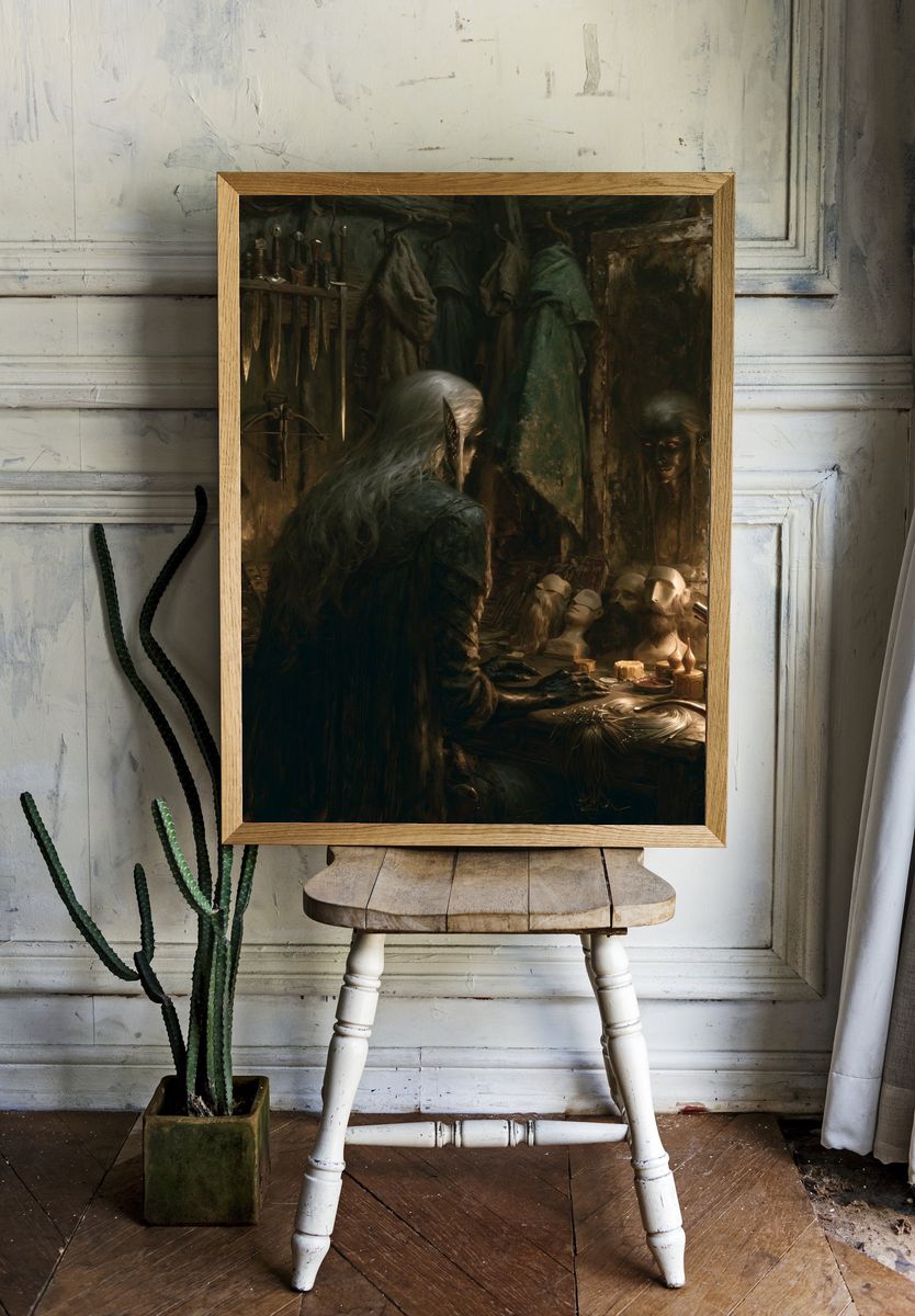 Dark Elf Workshop Fantasy Print. — room view 1