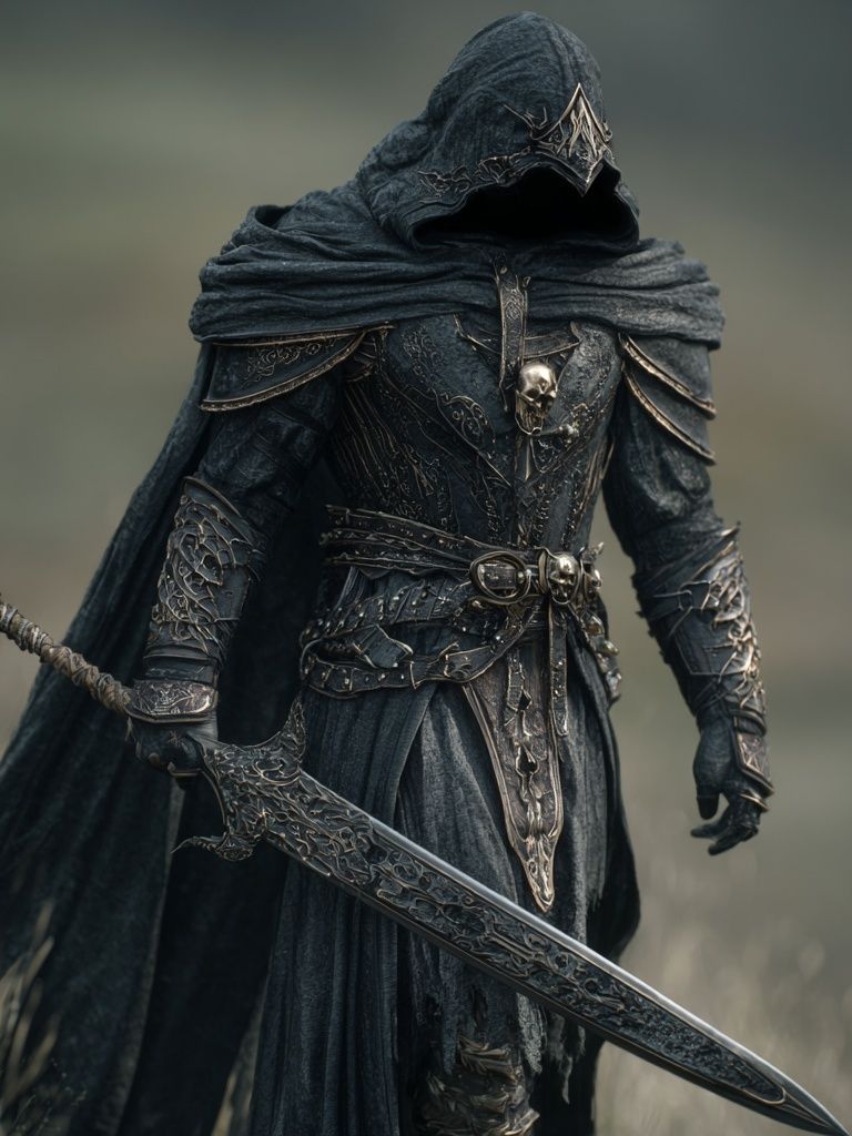 Dark Hooded Warrior Fantasy Poster. poster detail