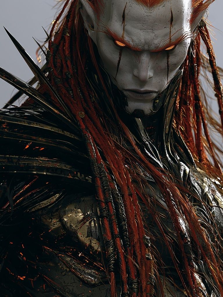 Dark Fantasy Warrior Portrait Print. poster — illustration art