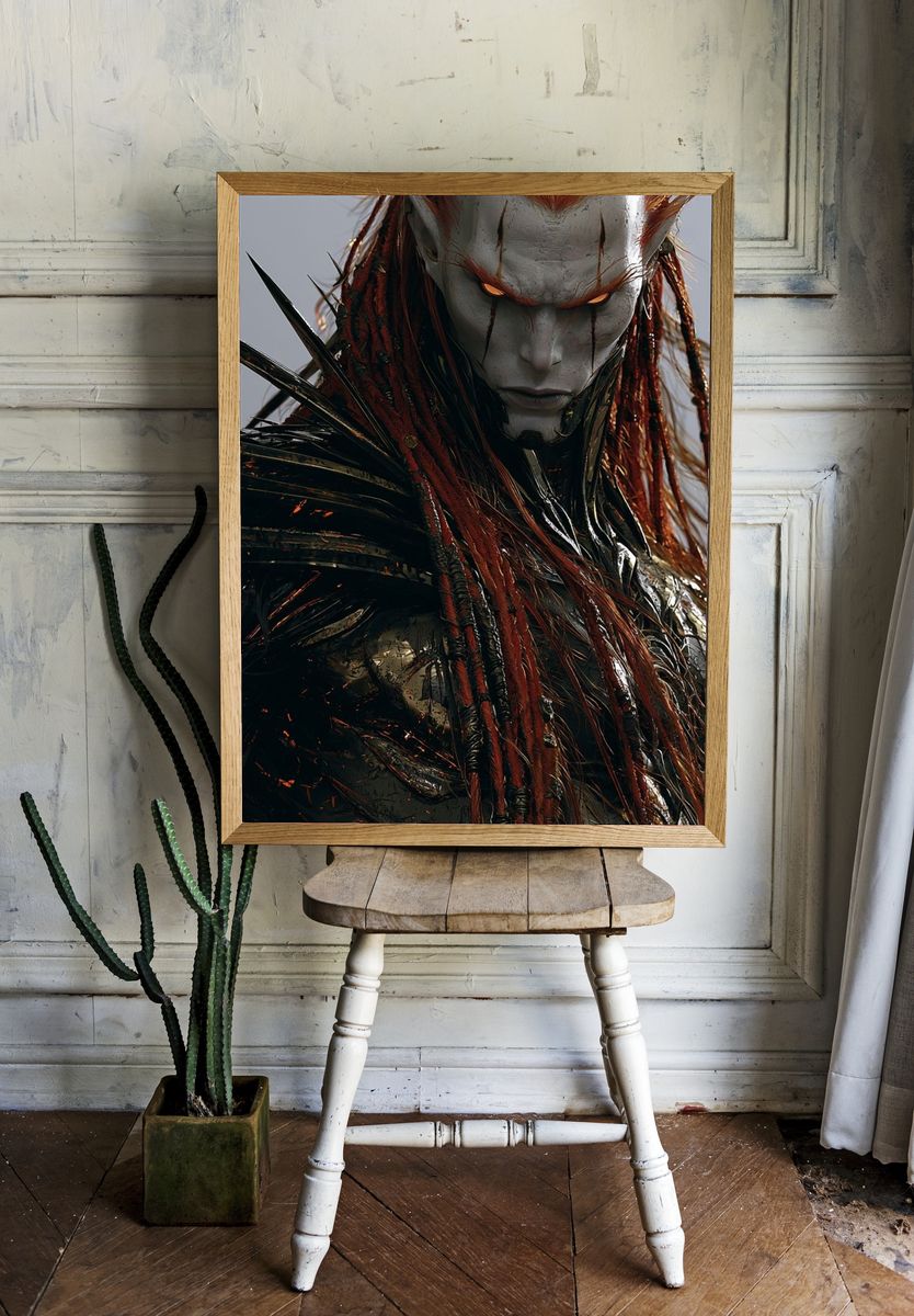Dark Fantasy Warrior Portrait Print. — room view 1