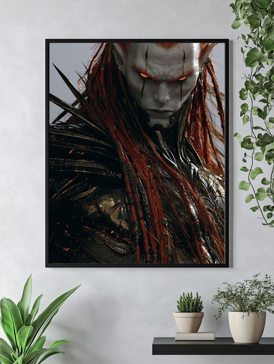 Dark Fantasy Warrior Portrait Print. — room view 4