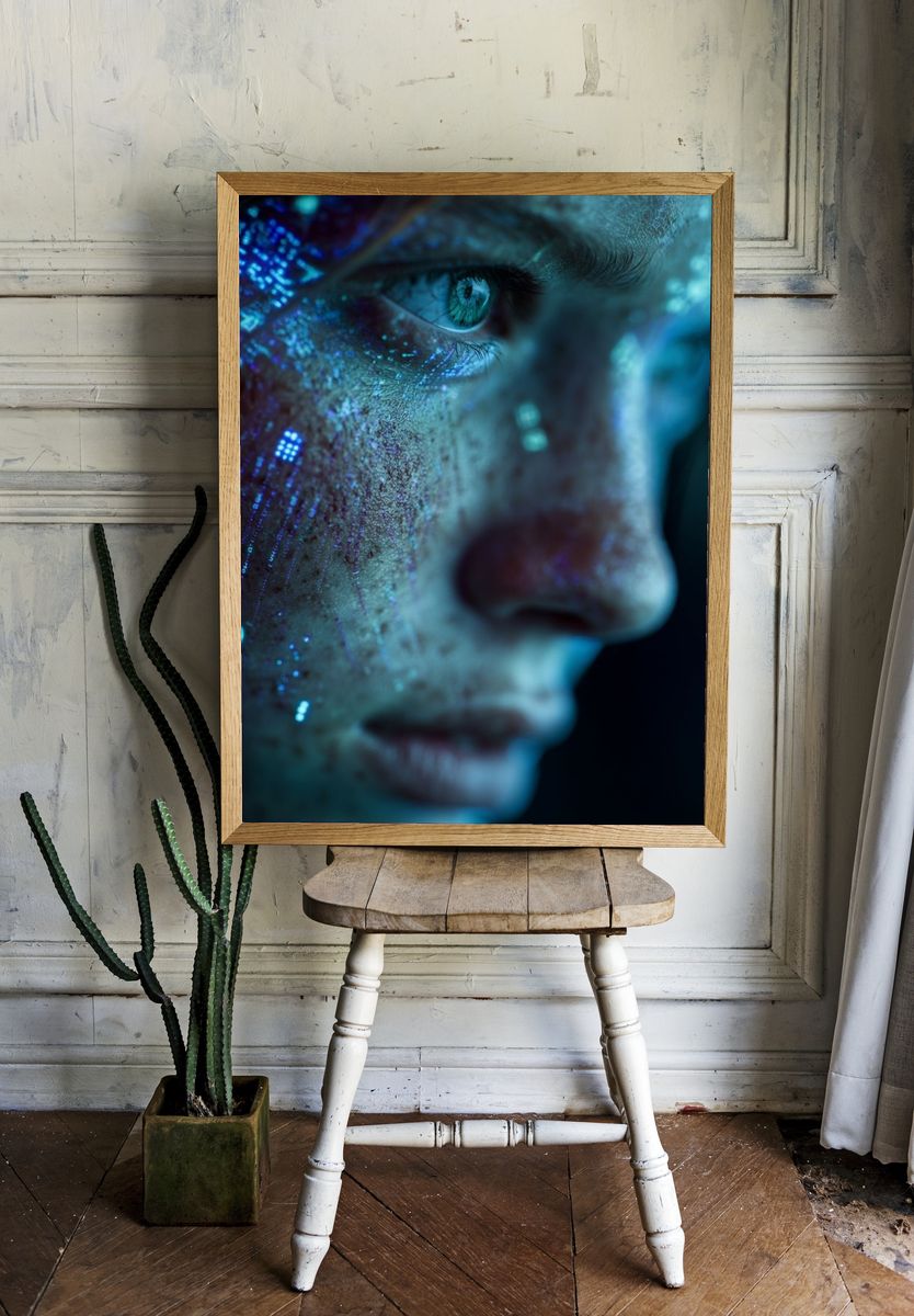 Cybernetic Face — Digital Art Print room preview