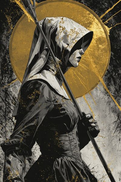 Mysterious Nun — Digital Art Print. poster